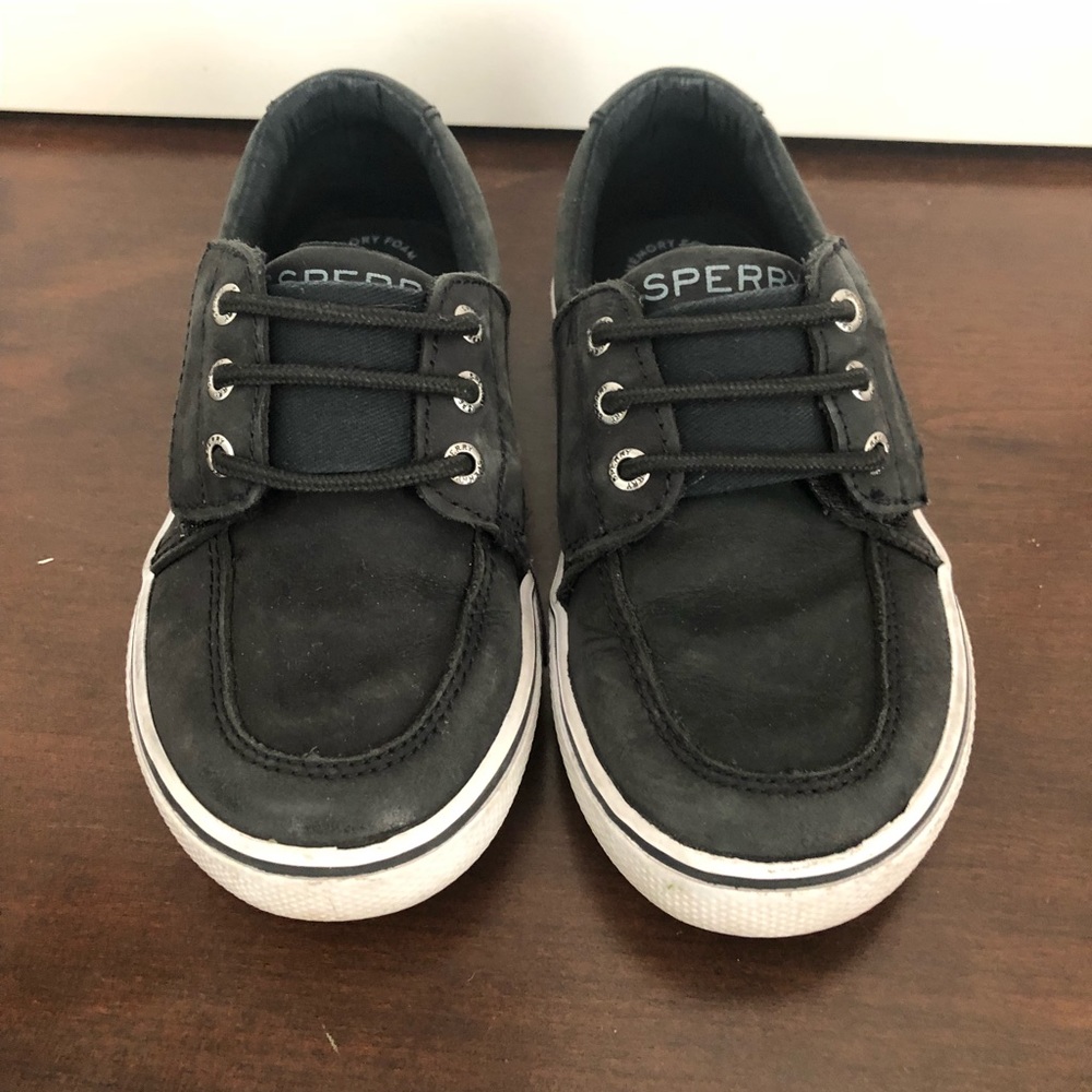 Black Sperry boat shoes, size 11